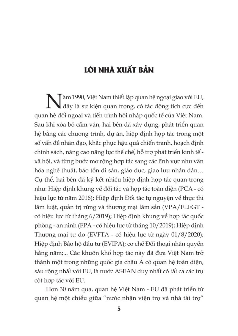 Chính  sách của EU đối với Việt Nam: Thực tiễn và triển vọng (Sách chuyên khảo)