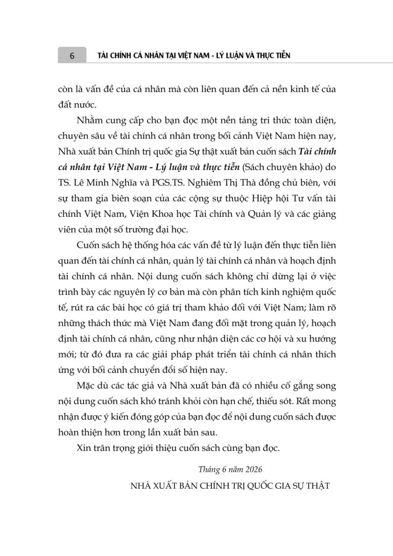 Tài chính cá nhân tại Việt Nam - Lý luận và thực tiễn (Sách chuyên khảo)