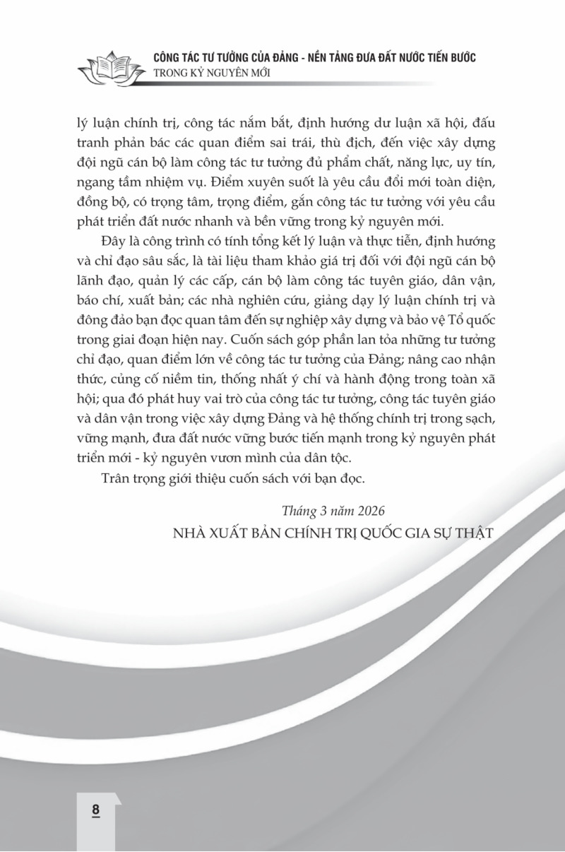 Công tác tư tưởng của Đảng, nền tảng đưa đất nước tiến bước trong kỷ nguyên mới