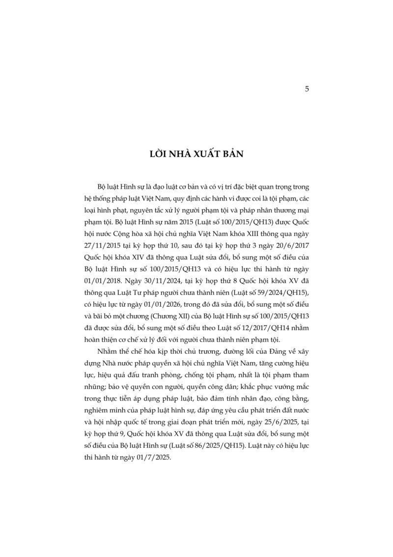 Bình luận những điểm mới của Bộ luật Hình sự năm 2015, sửa đổi, bổ sung năm 2017, 2024, 2025