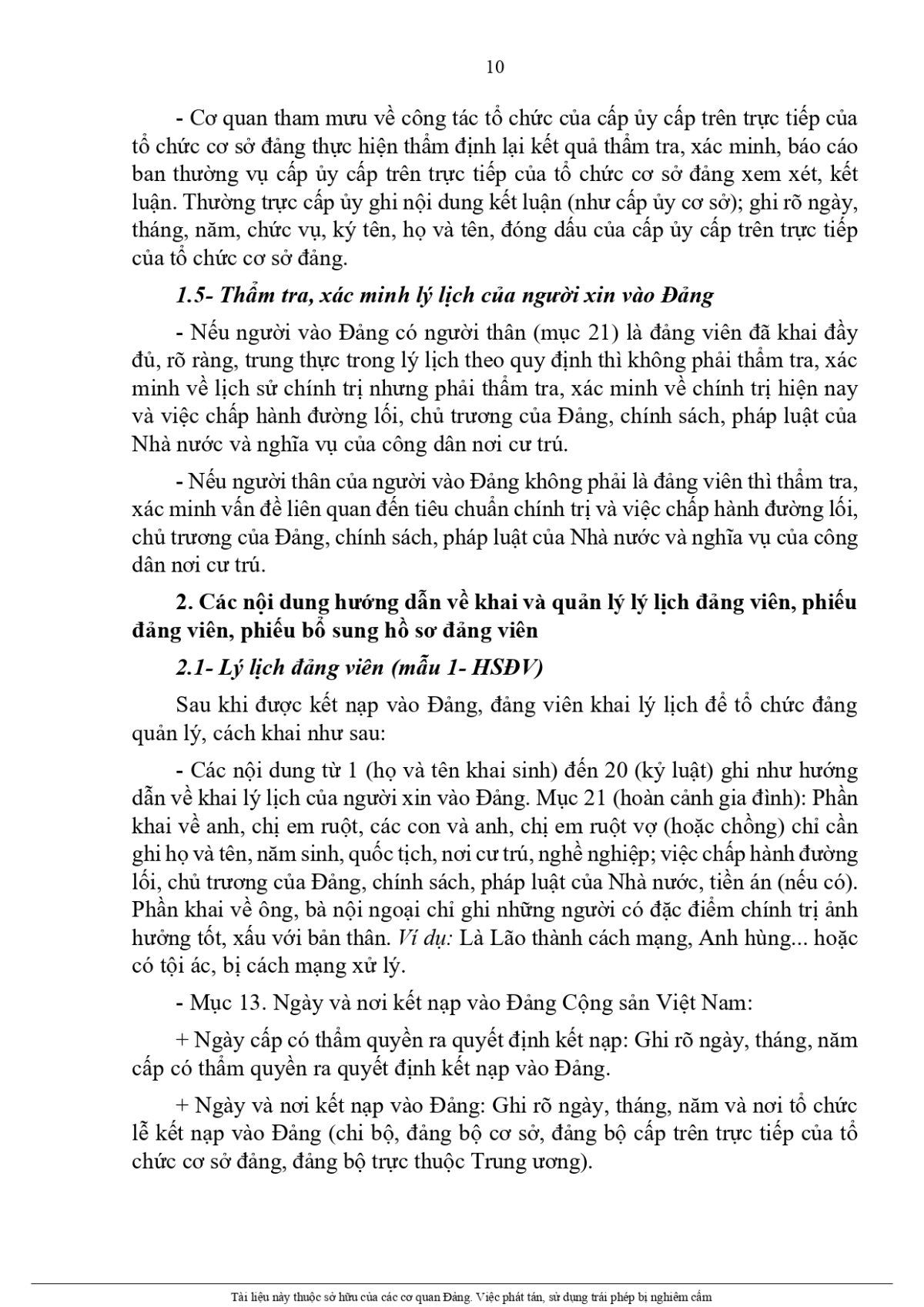  Lý lịch của người xin vào Đảng