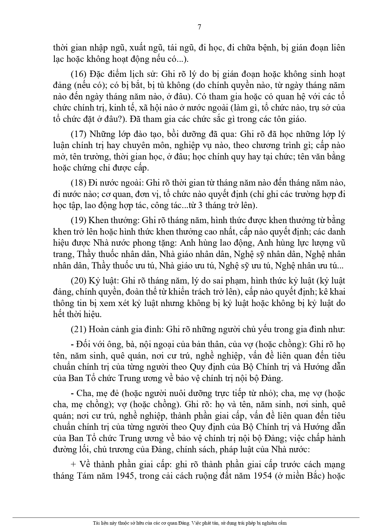 Hướng dẫn khai Lý lịch của người xin vào Đảng