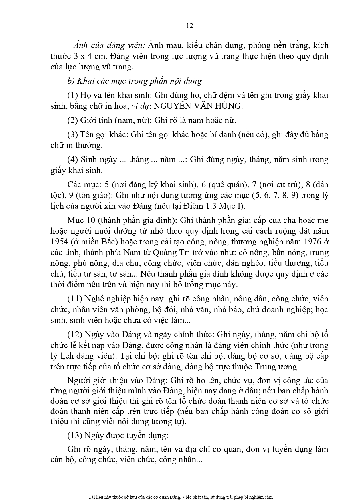 Hướng dẫn khai Lý Lịch Đảng Viên