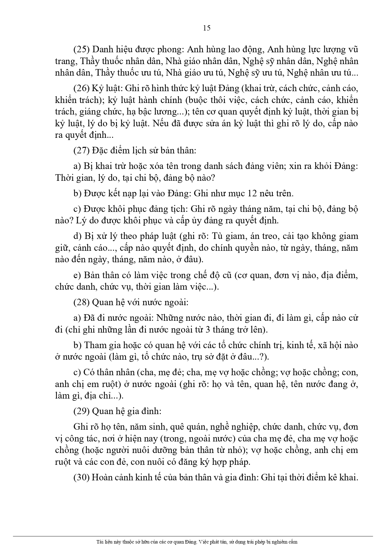 Hướng dẫn khai Lý Lịch Đảng Viên