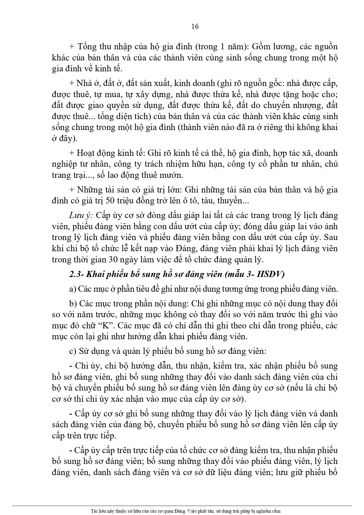 Hướng dẫn khai Lý Lịch Đảng Viên