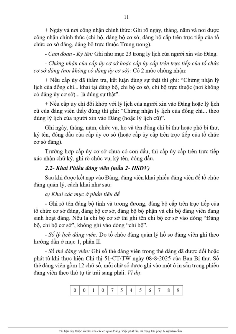 Hướng dẫn khai Lý Lịch Đảng Viên