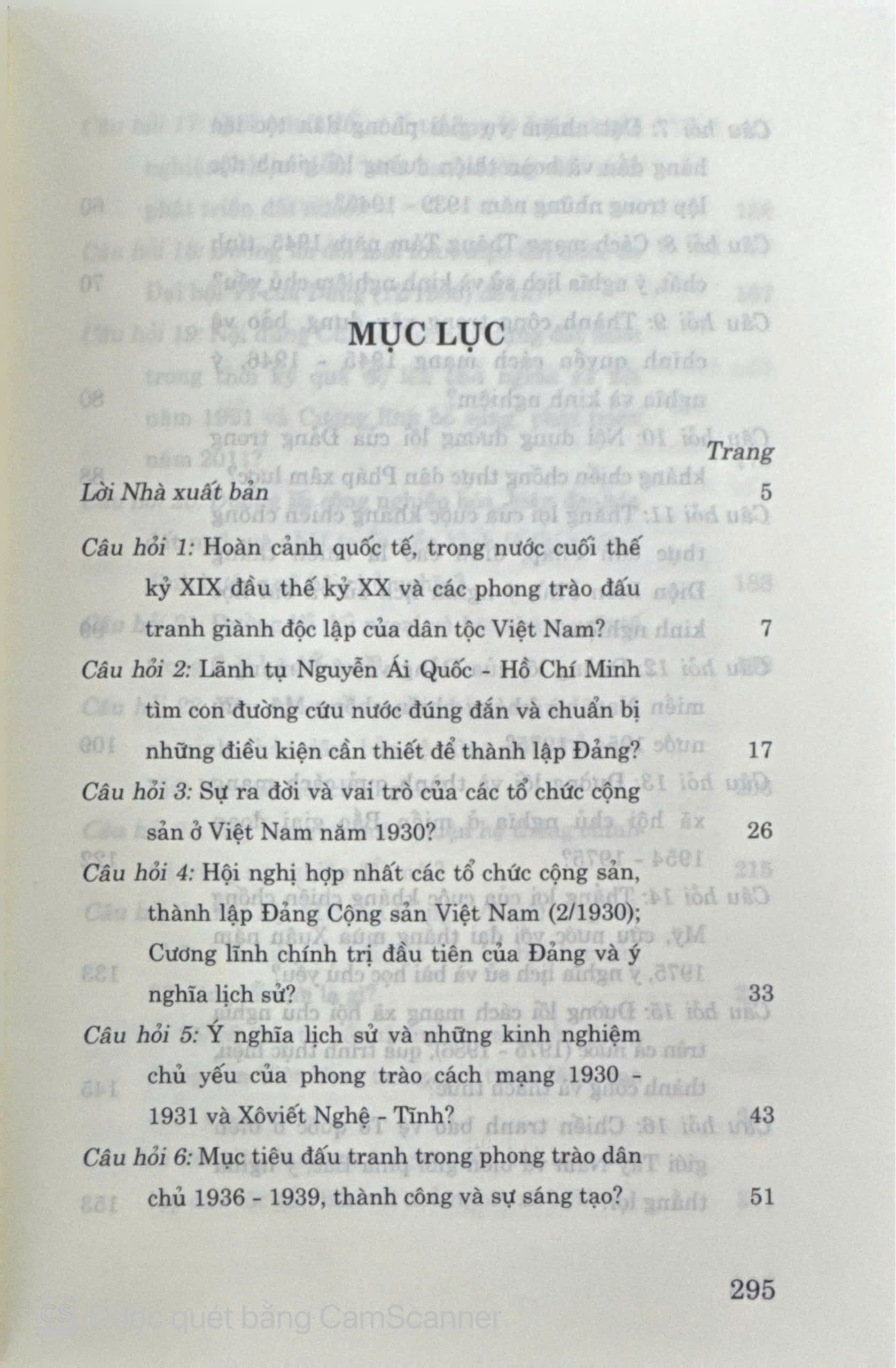 Hỏi - đáp môn Lịch sử Đảng Cộng sản Việt Nam (Dành cho bậc đại học hệ chuyên và không chuyên lý luận chính trị)
