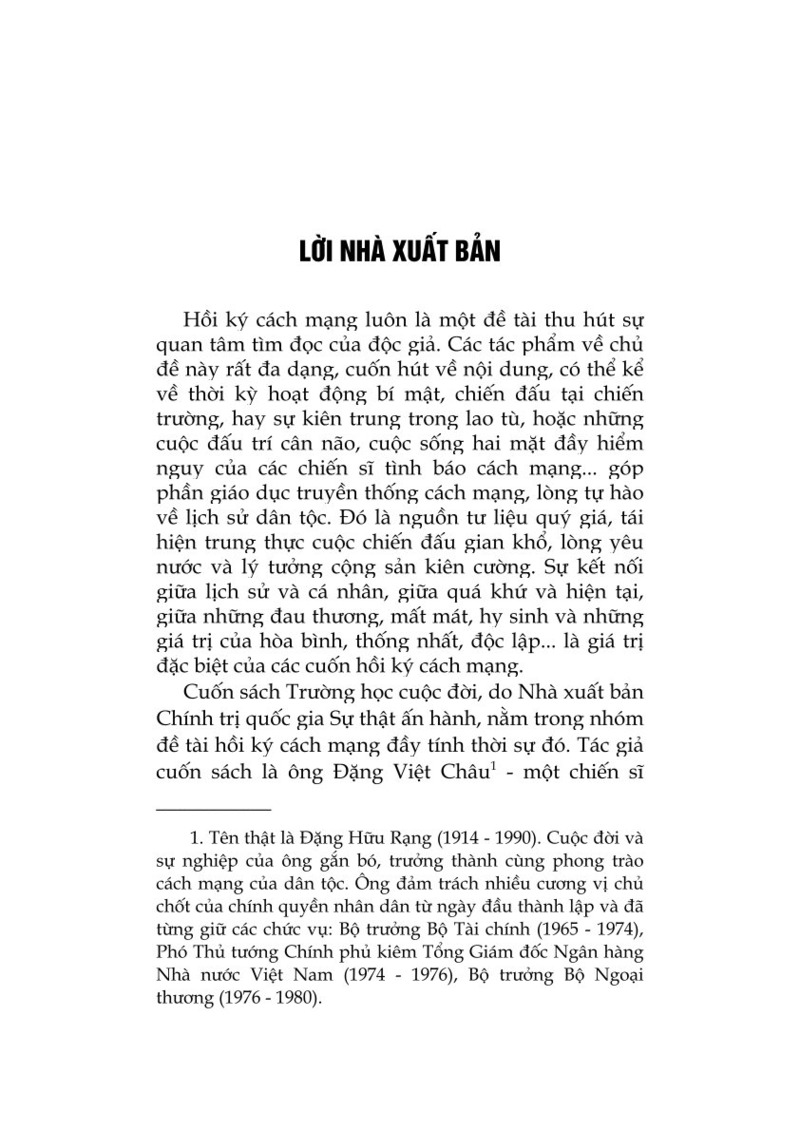 Trường học cuộc đời (Hồi ký) (Xuất bản lần thứ hai, có chỉnh sửa, bổ sung)