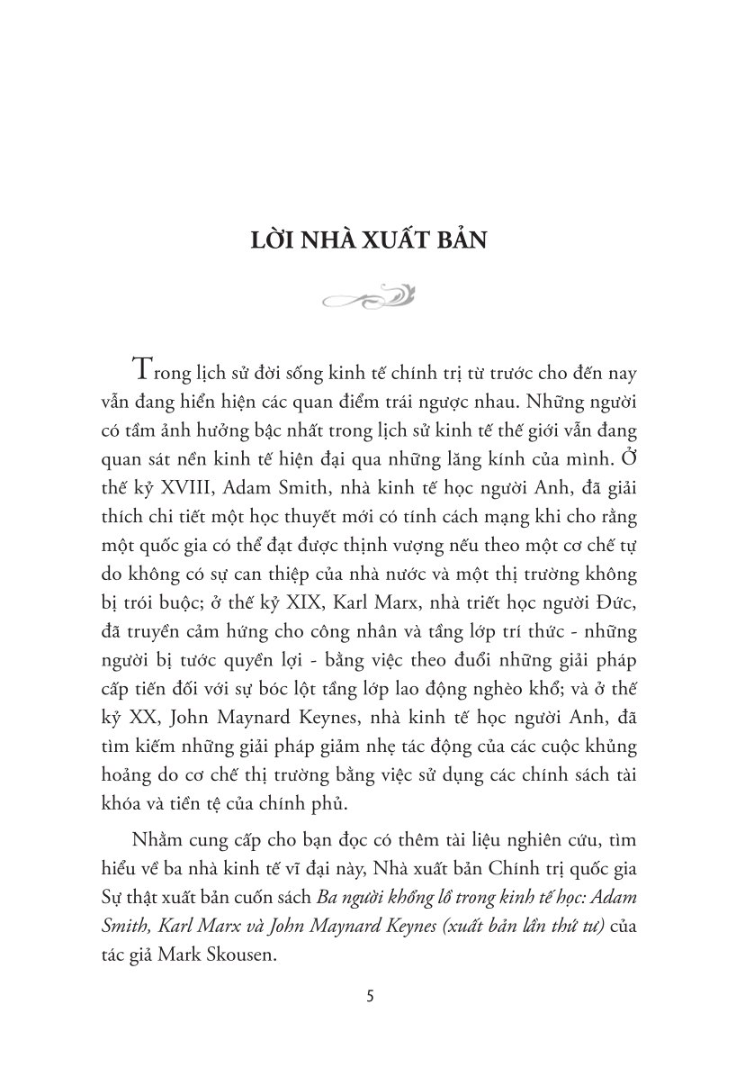 Ba người khổng lồ trong kinh tế học: Adam Smith, Karl Marx và John Maynard Keynes