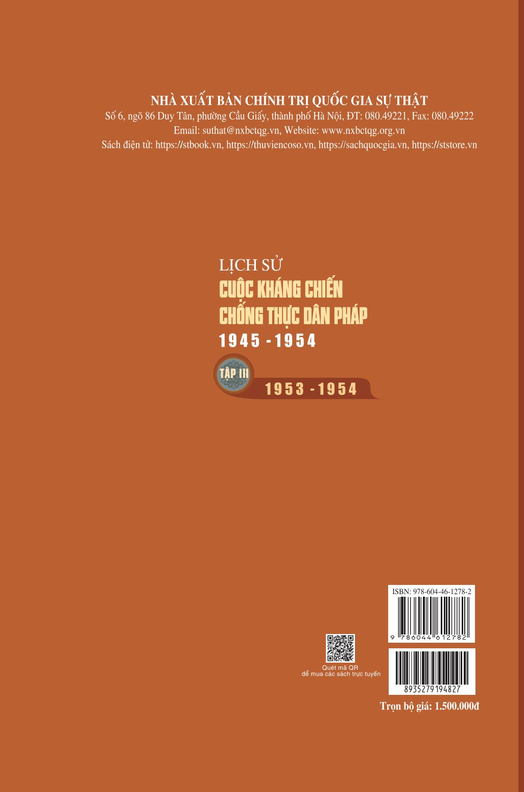 Bộ Lịch sử cuộc kháng chiến chống thực dân Pháp 1945 - 1954 ( 3 tập)