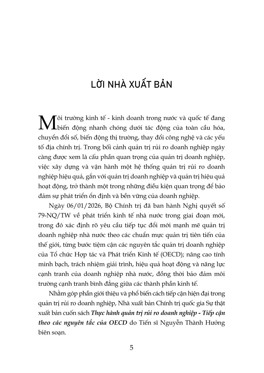 Thực hành quản trị rủi ro doanh nghiệp - Tiếp cận theo nguyên tắc của OECD - Sách Đặt Hàng