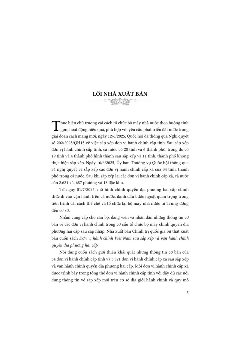 Đơn vị hành chính Việt Nam sau sắp xếp và vận hành chính quyền địa phương hai cấp