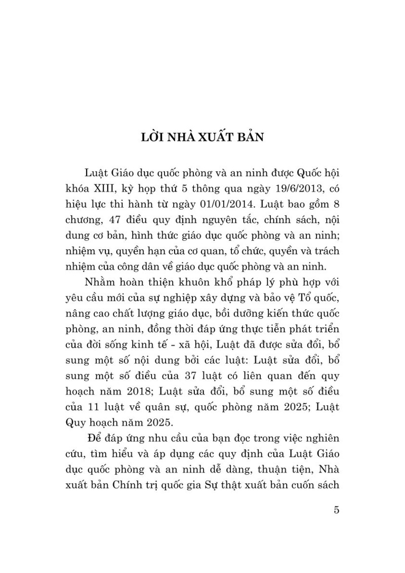Luật Giáo dục quốc phòng và an ninh năm 2013 (sửa đổi, bổ sung năm 2018, 2025)