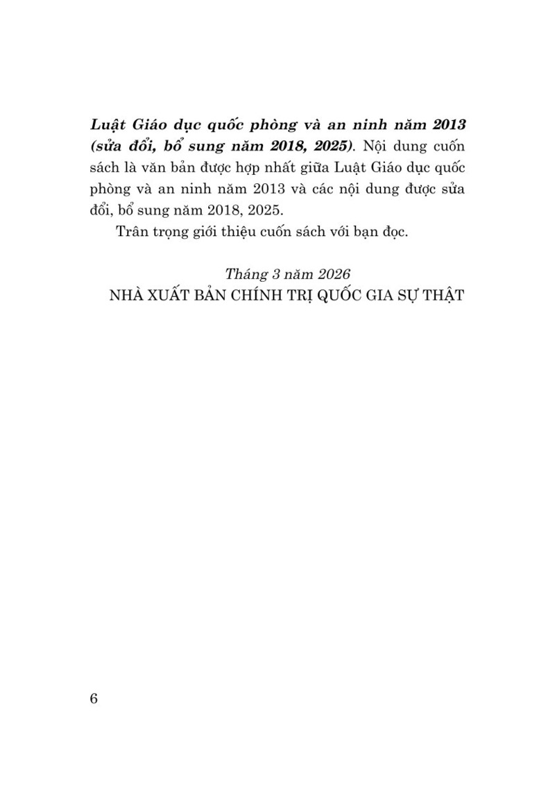 Luật Giáo dục quốc phòng và an ninh năm 2013 (sửa đổi, bổ sung năm 2018, 2025)
