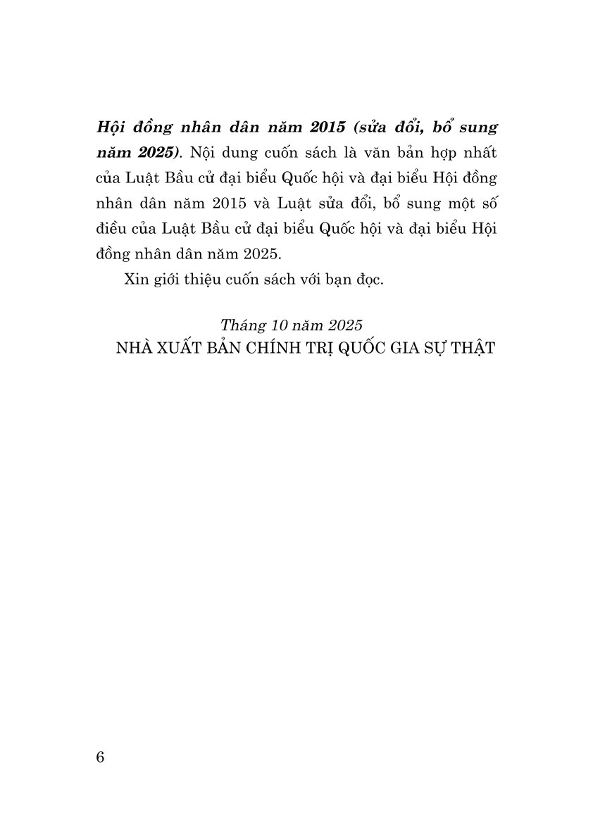 Luật Bầu cử đại biểu Quốc hội và đại biểu Hội đồng nhân dân năm 2015 (Sửa đổi, bổ sung năm 2025)