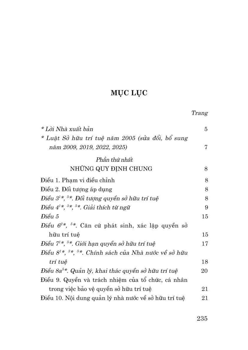 Luật Sở hữu trí tuệ năm 2005 (Sửa đổi, bổ sung năm 2009, 2019, 2022, 2025)