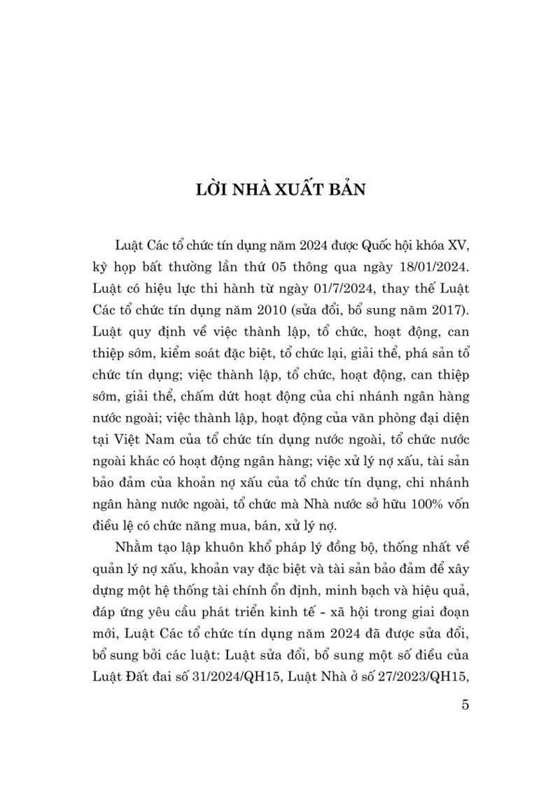 Luật Các tổ chức tín dụng năm 2024 (Sửa đổi, bổ sung năm 2024, 2025)