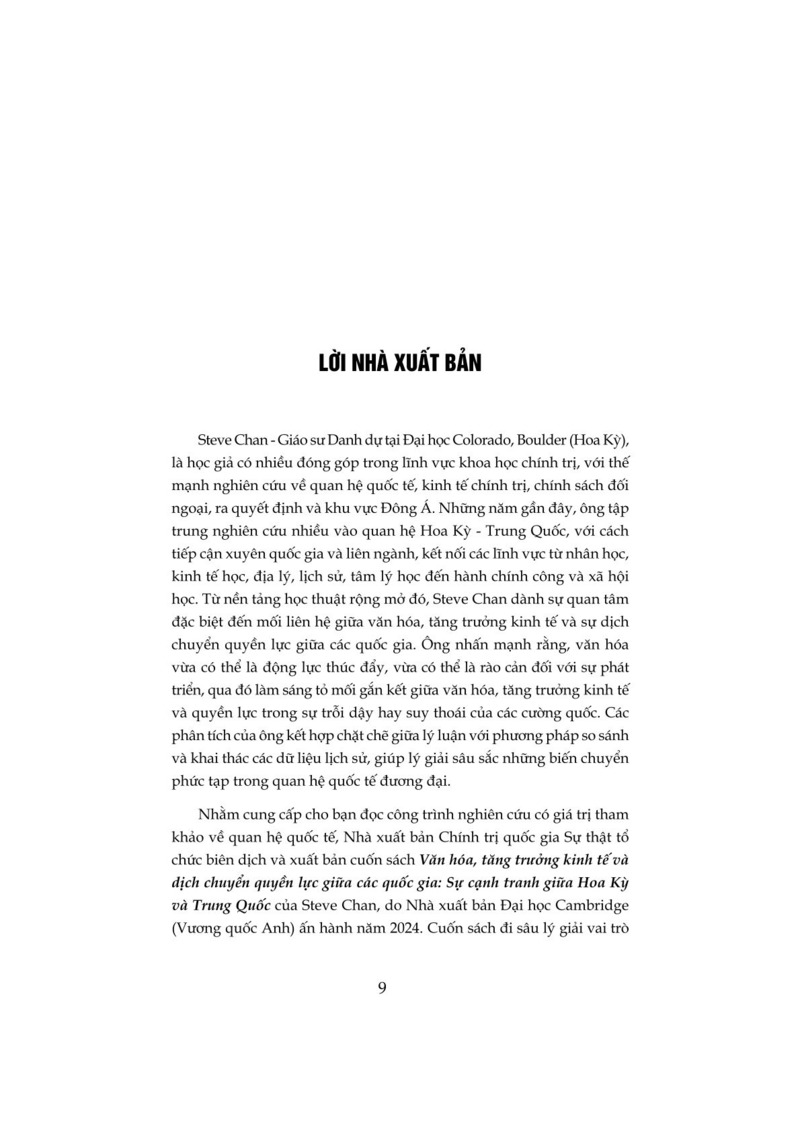 Văn hóa, tăng trưởng kinh tế và dịch chuyển quyền lực giữa các quốc gia: Sự cạnh tranh giữa Hoa Kỳ và Trung Quốc (Sách tham khảo)