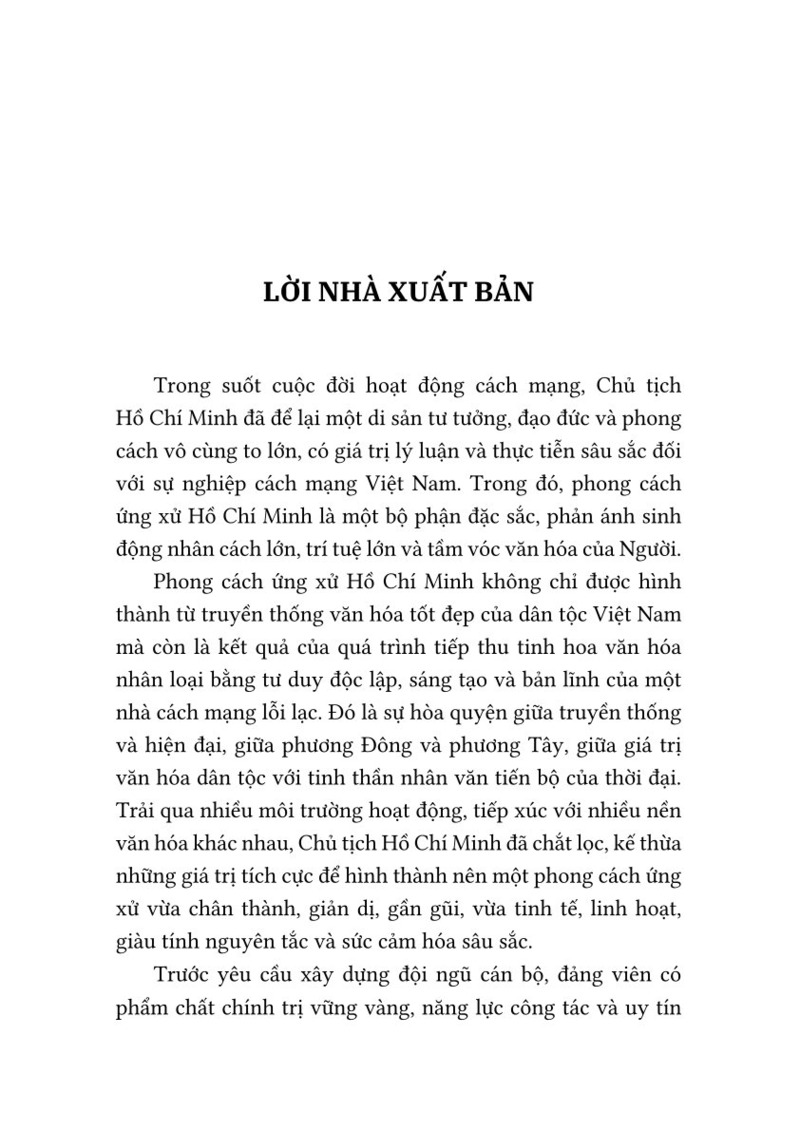 Phong cách ứng xử Hồ Chí Minh - Nội dung và giá trị  (Sách chuyên khảo)
