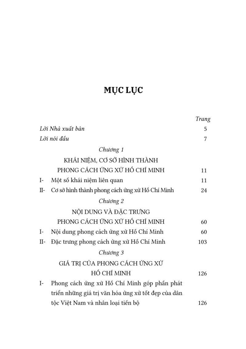 Phong cách ứng xử Hồ Chí Minh - Nội dung và giá trị  (Sách chuyên khảo)